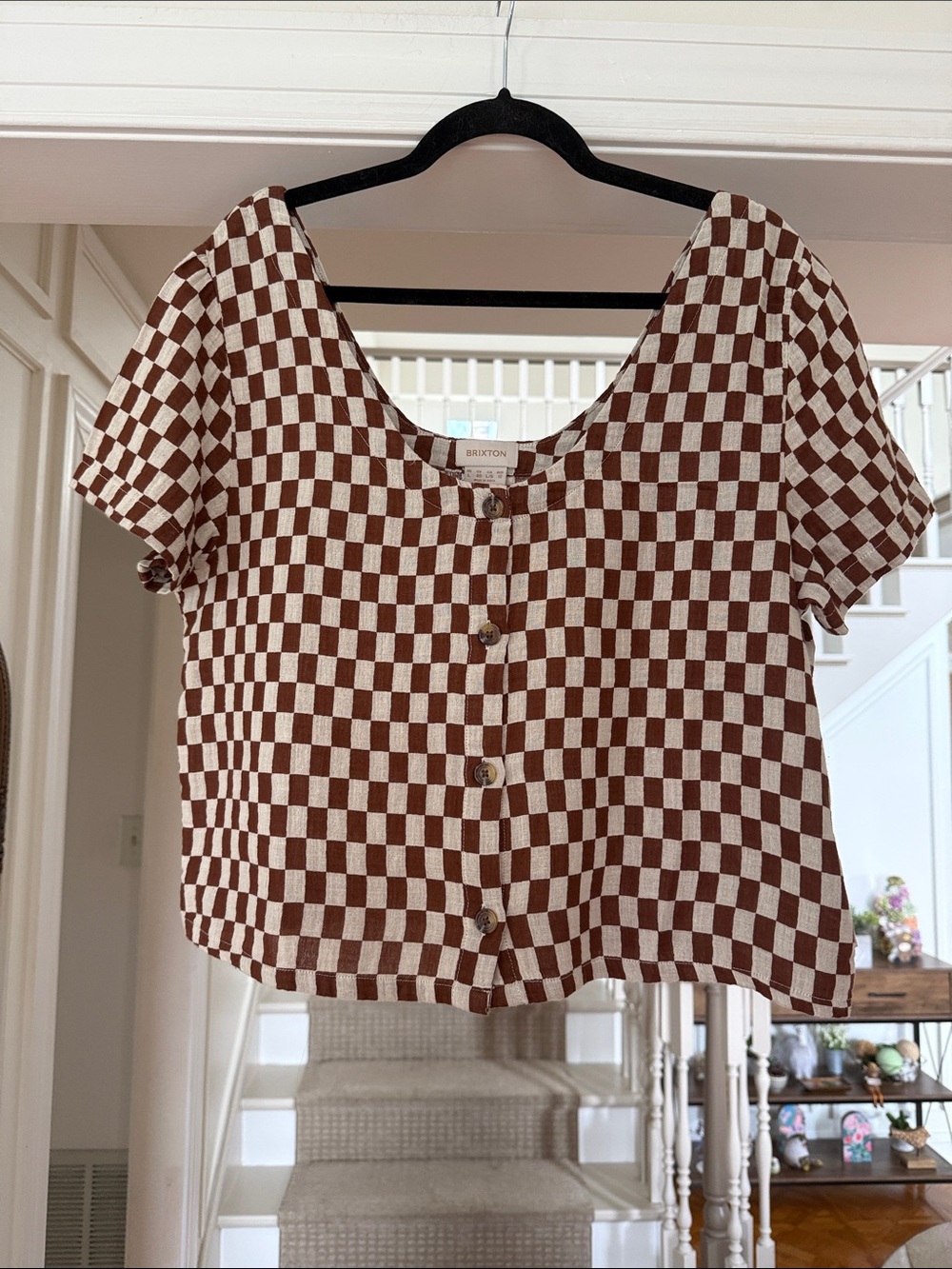 NWOT Brixton Mykonos Small Check Top